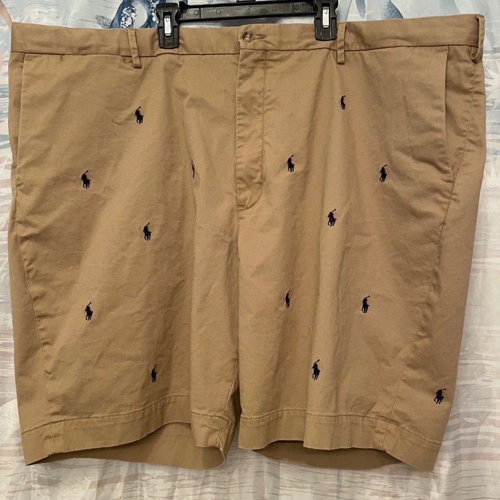 Polo Ralph Lauren Men Big & Tall 48 Tan All Over Pony Stretch Classic Fit Shorts